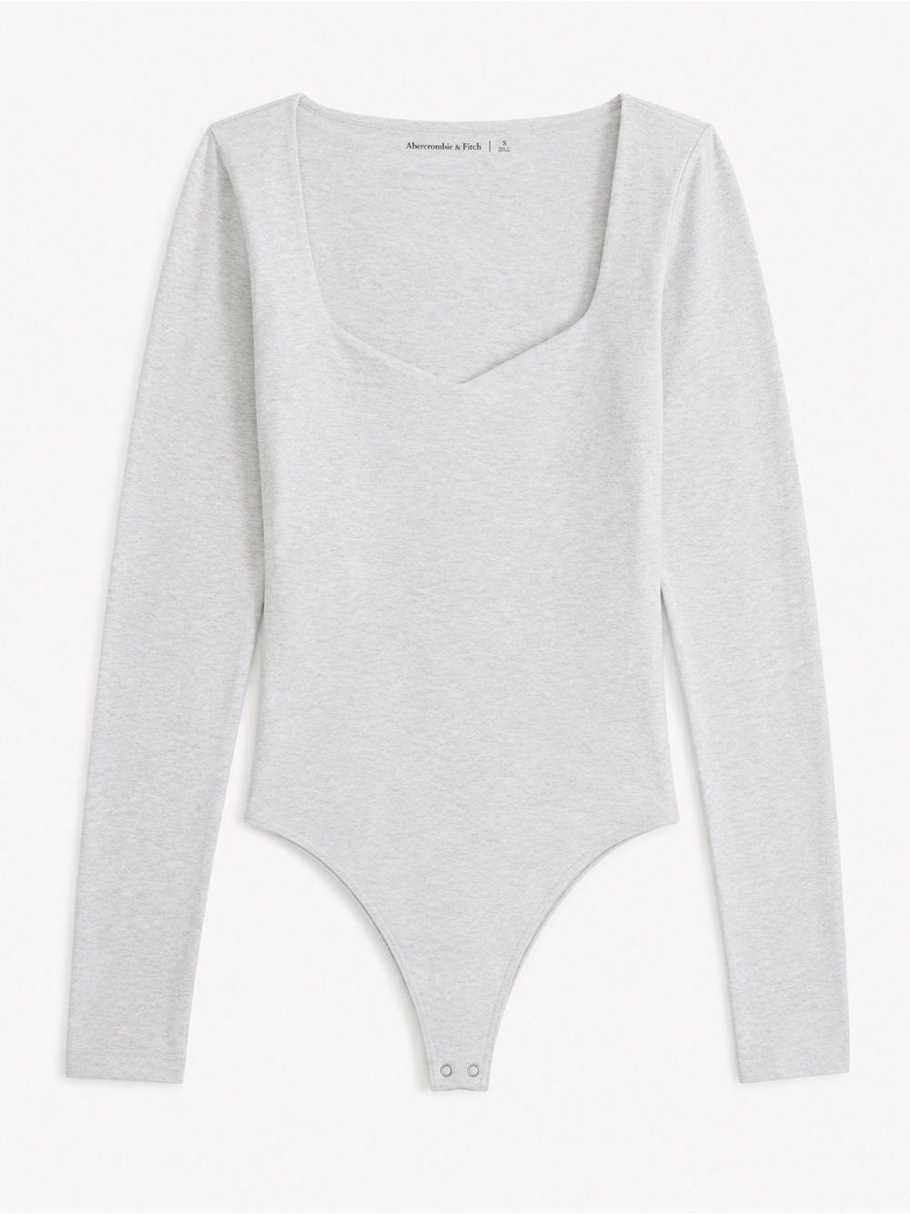 Abercrombie Long-Sleeve Sweetheart Bodysuit in Light Grey - Size Small